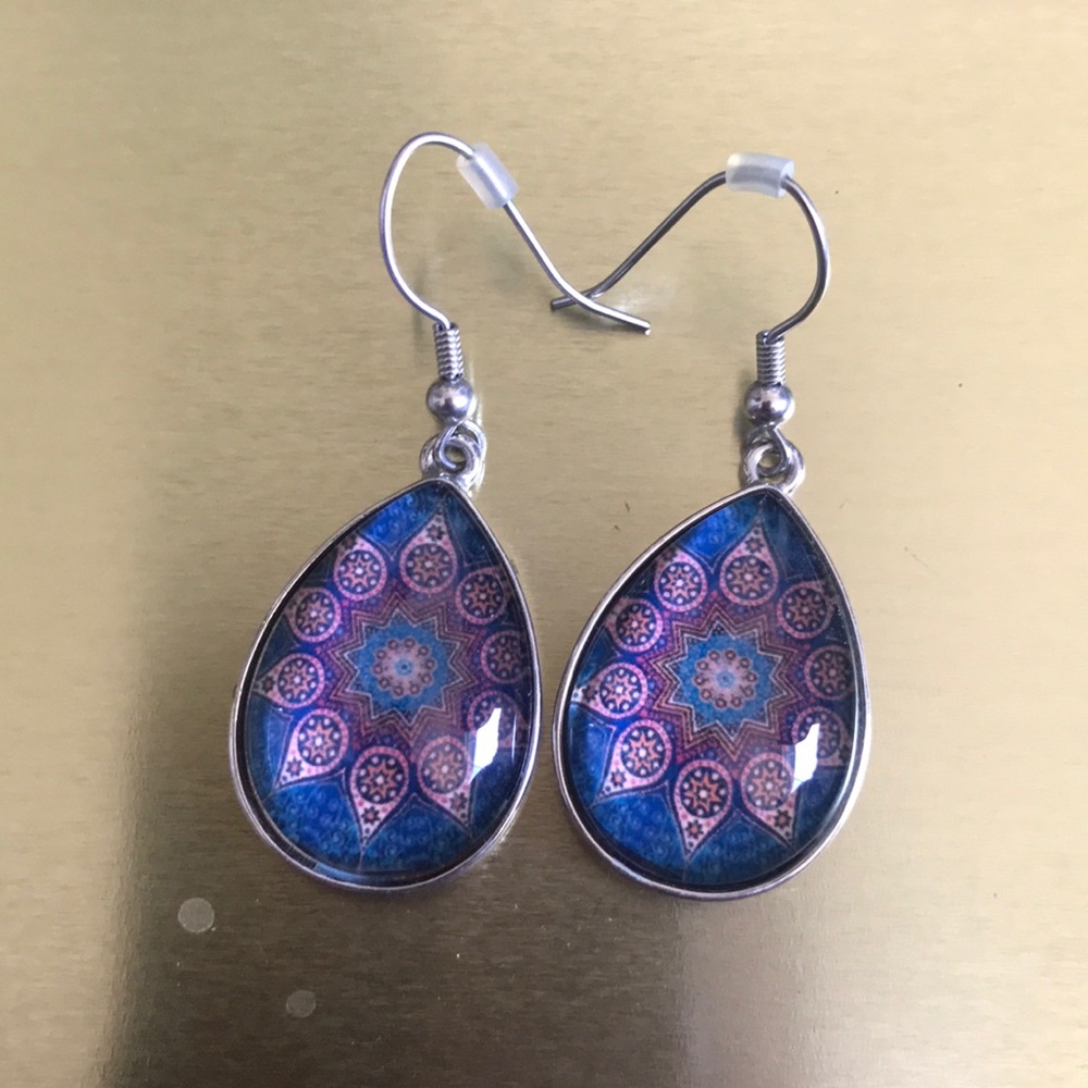 Purple/blue mandala earrings